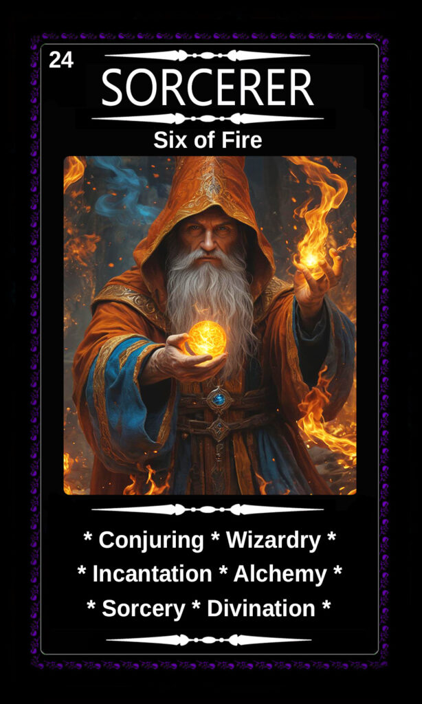 Mythical Oracle Cards Deck For Sale - Sorcerer - Six of Fire