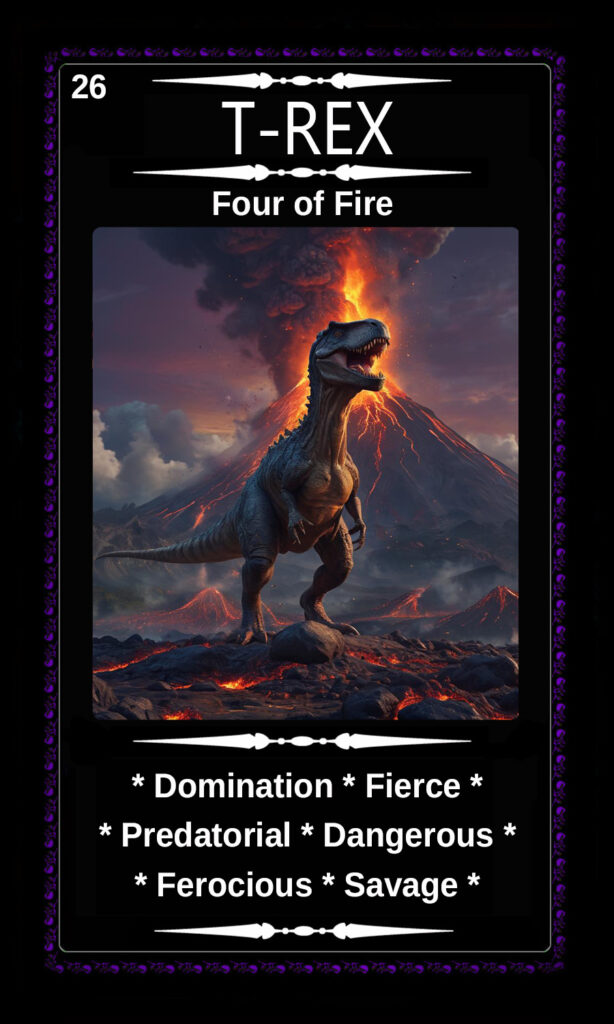 Mythical Oracle Cards Deck For Sale - T-Rex - Four of Fire