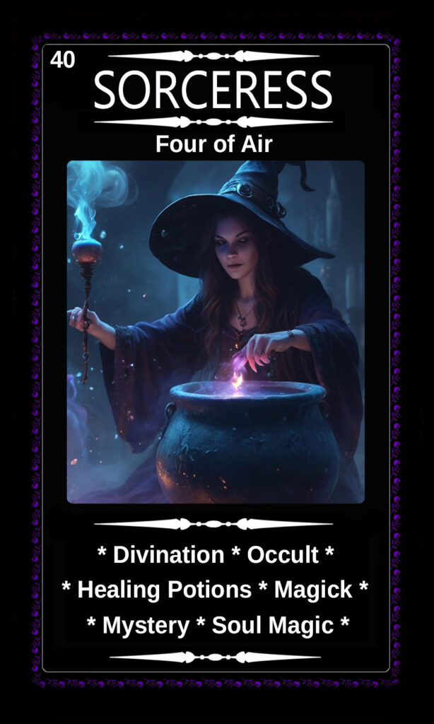 Mythical Oracle Card Decks For Sale - Sorceress - Four of Air